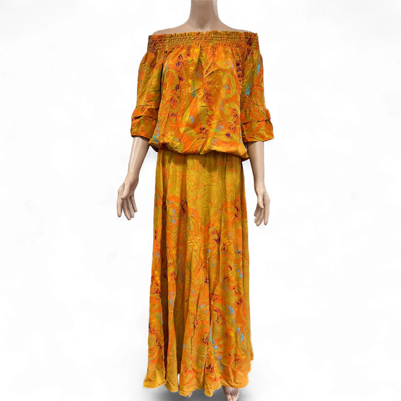 (Size 14) Hand-Painted Waist-band Dress