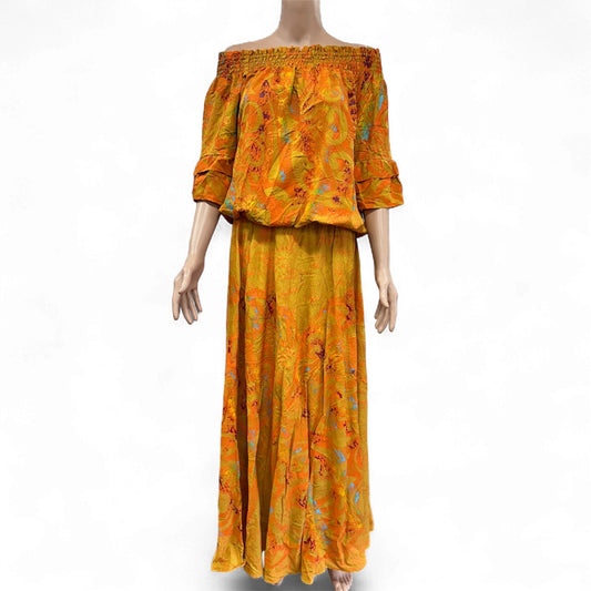 (Size 14) Hand-Painted Waist-band Dress