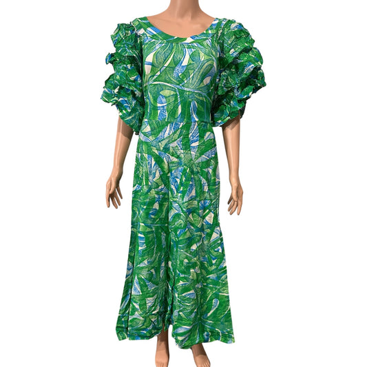 (Size 20) Hand-Painted Triple-Flare Sleeved Dress