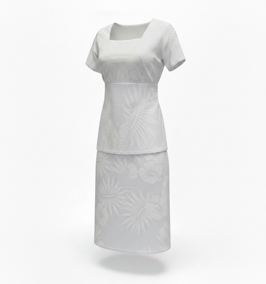(Size 14) Hand-Painted White Puletasi