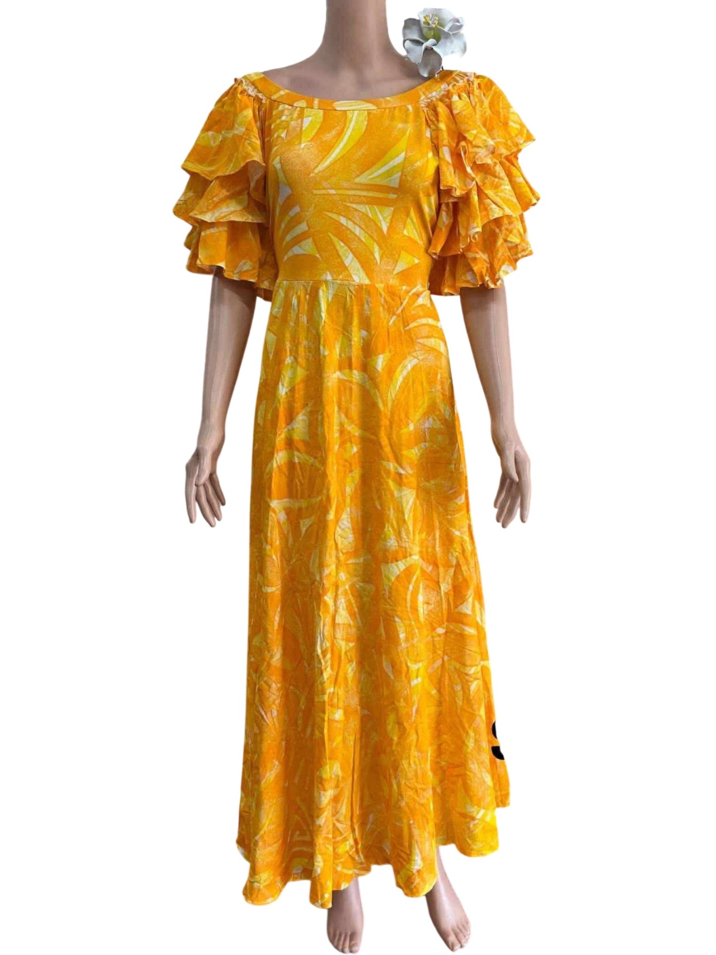 (Size 16) Hand-Painted Triple-Flare Sleeved Dress