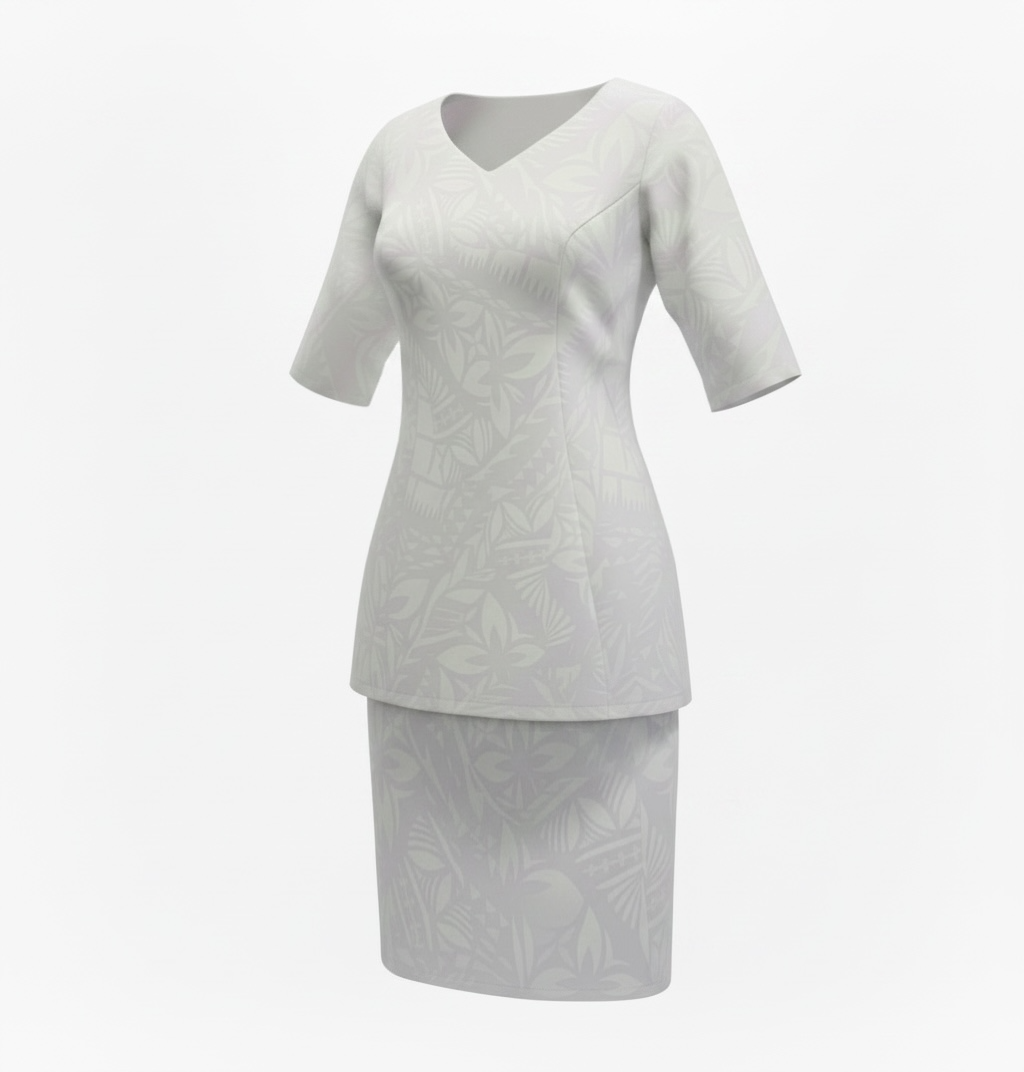 (Size 24) Hand-Painted White Puletasi