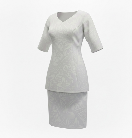 (Size 24) Hand-Painted White Puletasi