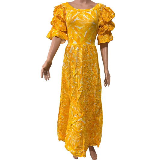 (Size 16) Hand-Painted Triple-Flare Sleeved Dress