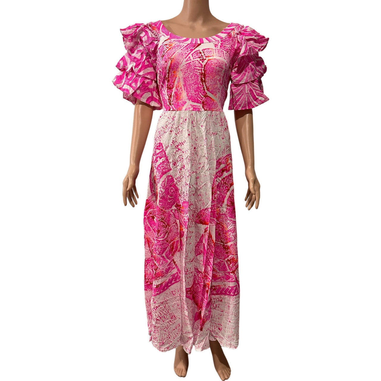 (Size 16) Hand-Painted Triple-Flare Sleeved Dress