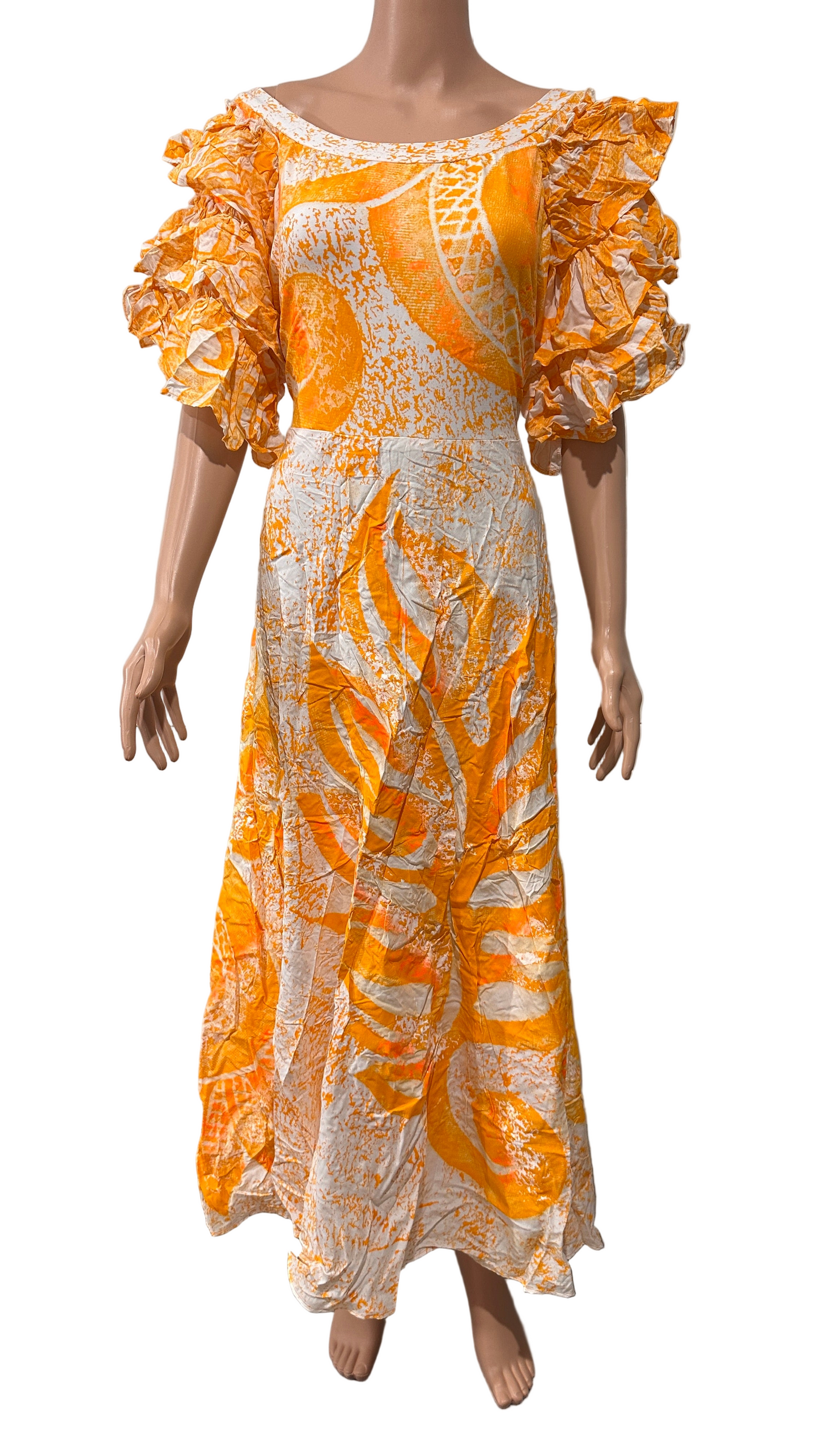 (Size 20) Hand-Painted Triple-Flare Sleeved Dress