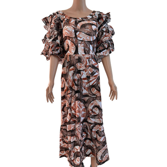 (Size 24) Hand-Painted Triple-Flare Sleeved Dress