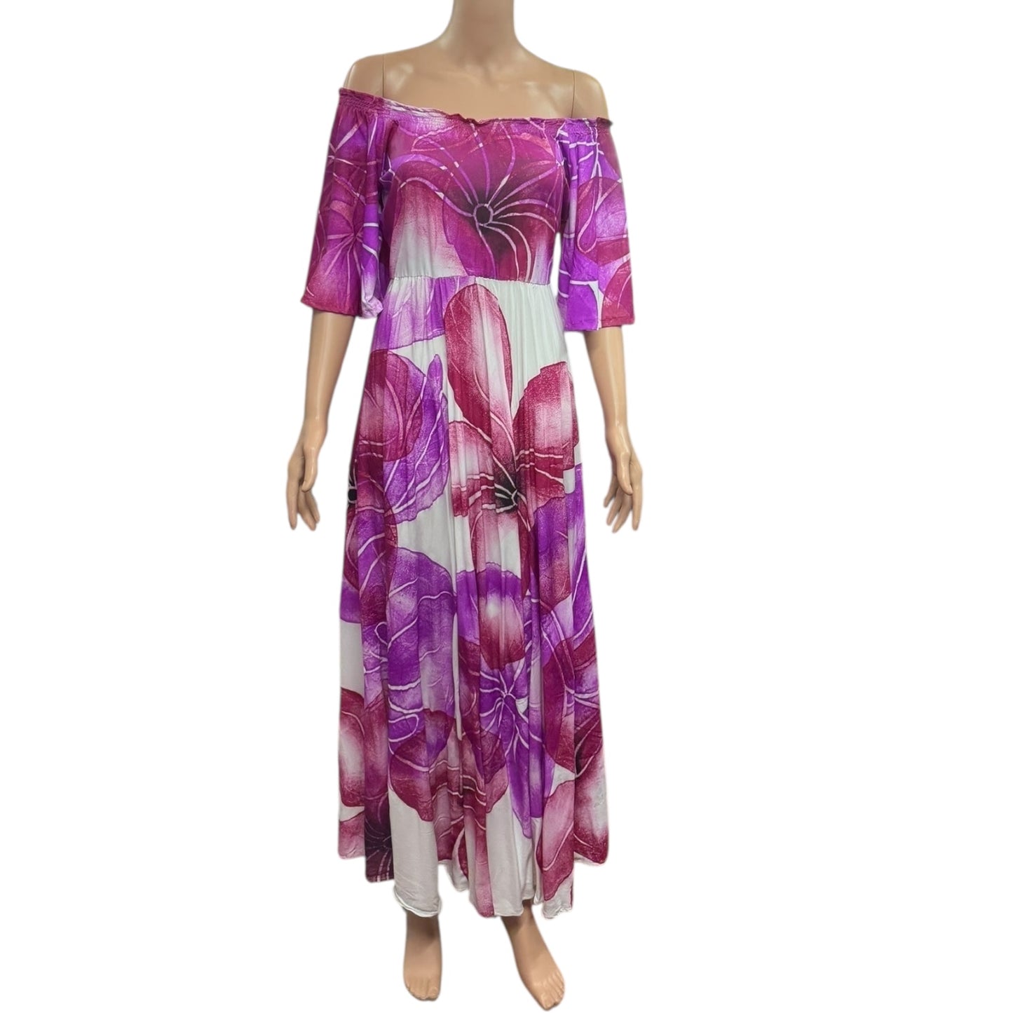 (Size 14) Hand-painted Petal Sleeves Dress