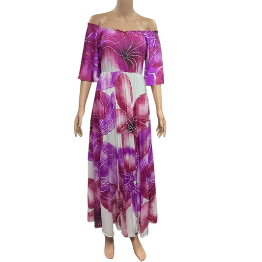 (Size 14) Hand-painted Petal Sleeves Dress