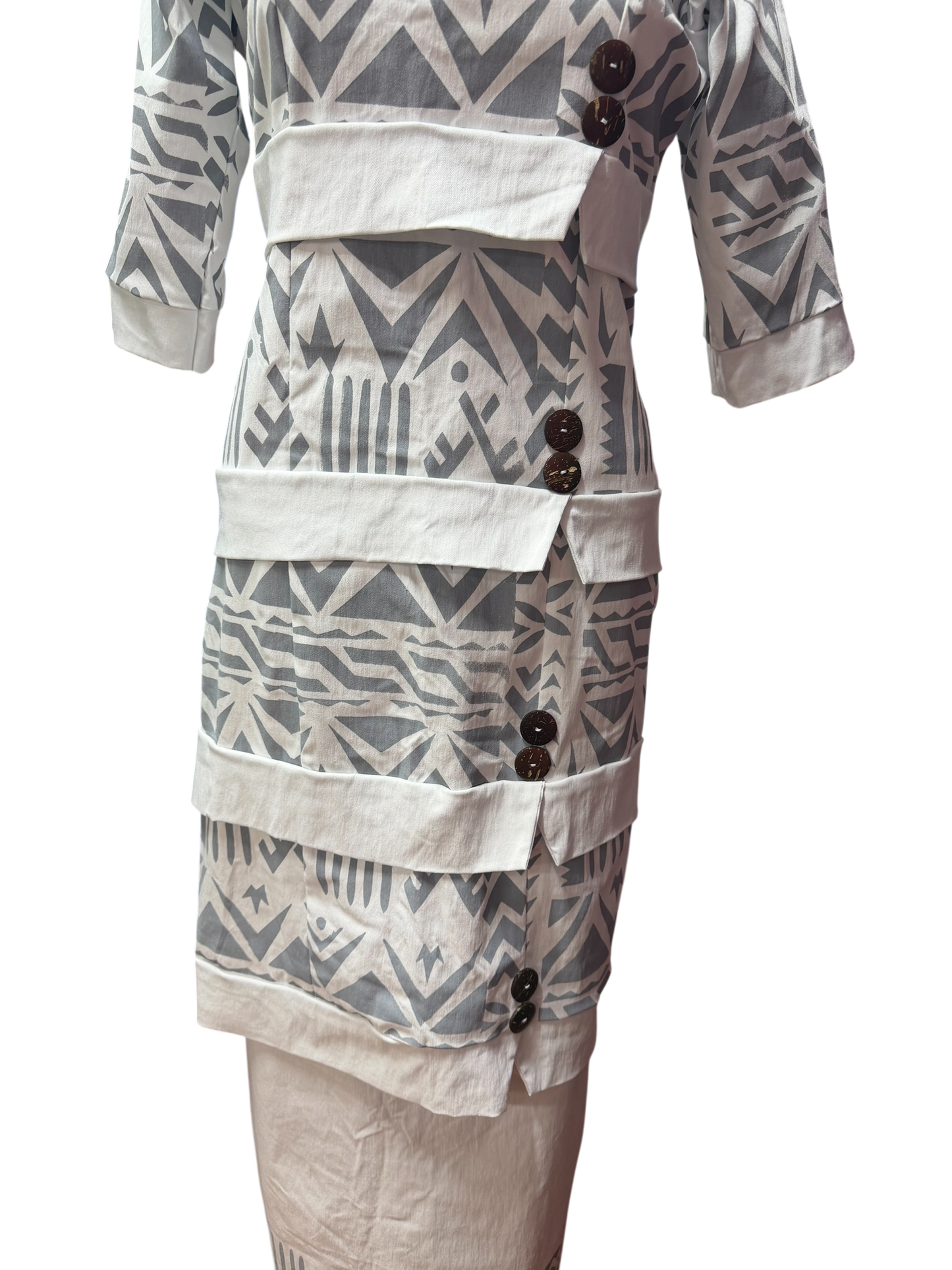 (Size 14) Hand-Painted White Puletasi