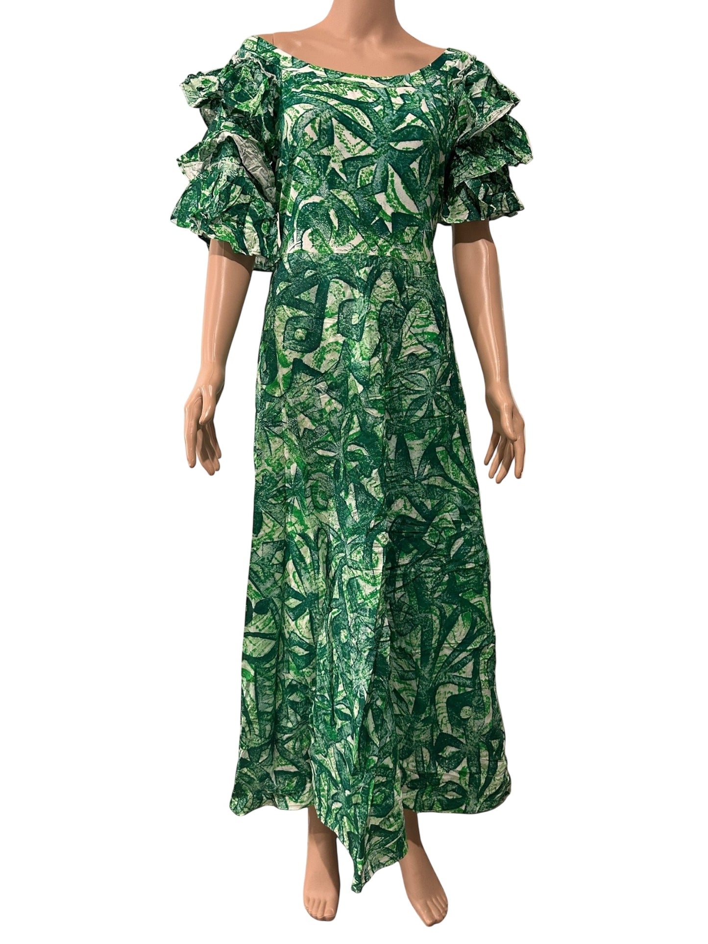 (Size 18) Hand-Painted Triple-Flare Sleeved Dress