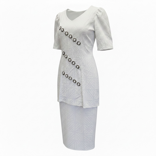(Size 22) Hand-Painted White Puletasi