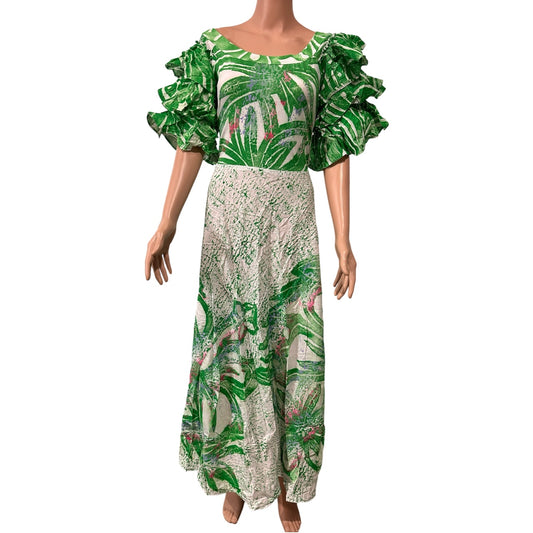 (Size 20) Hand-Painted Triple-Flare Sleeved Dress