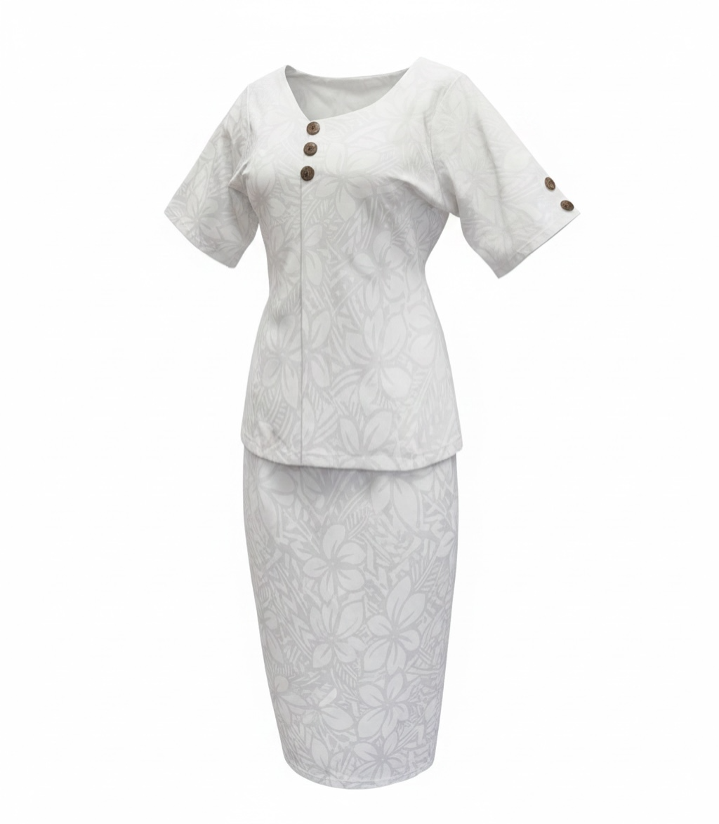 (Size 20) Hand-Painted White Puletasi