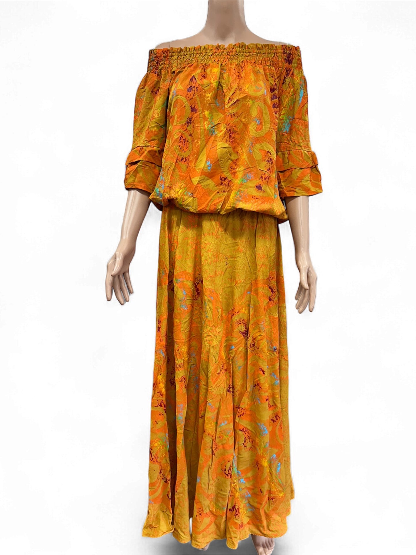 (Size 14) Hand-Painted Waist-band Dress