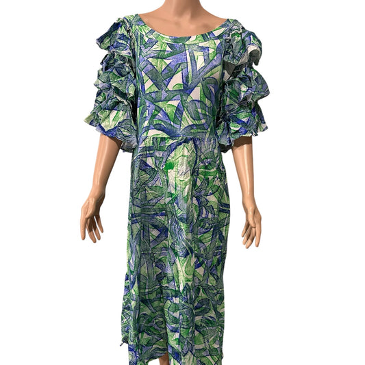 (Size 26) Hand-Painted Triple-Flare Sleeved Dress