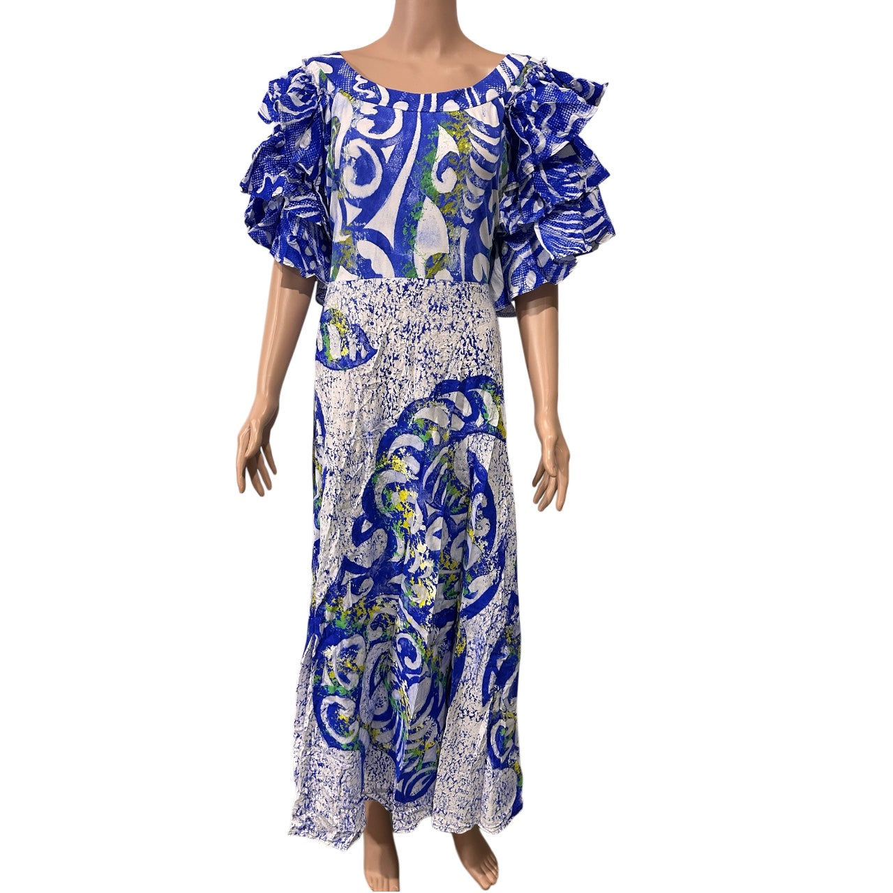 (Size 22) Hand-Painted Triple-Flare Sleeved Dress