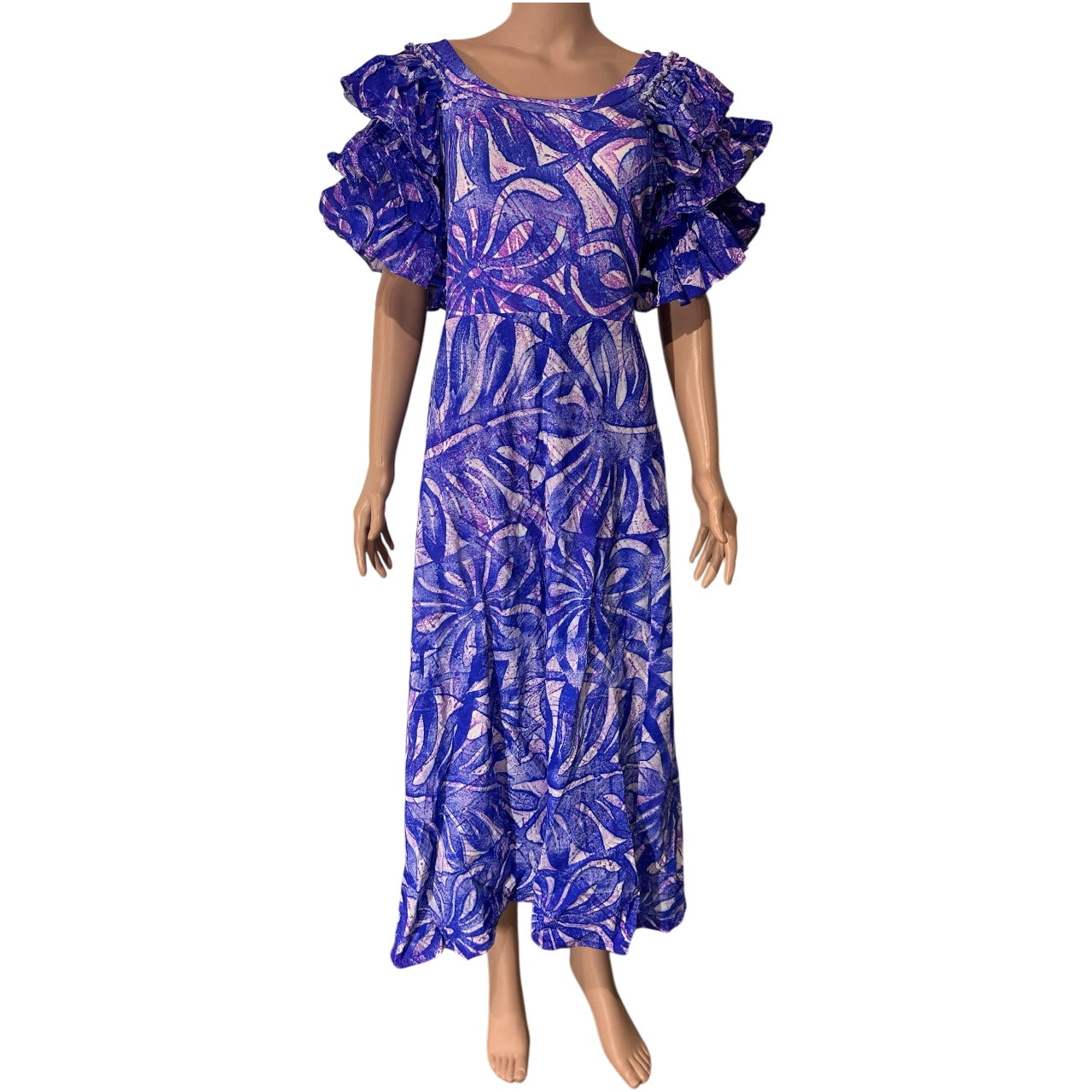 (Size 26) Hand-Painted Triple-Flare Sleeved Dress