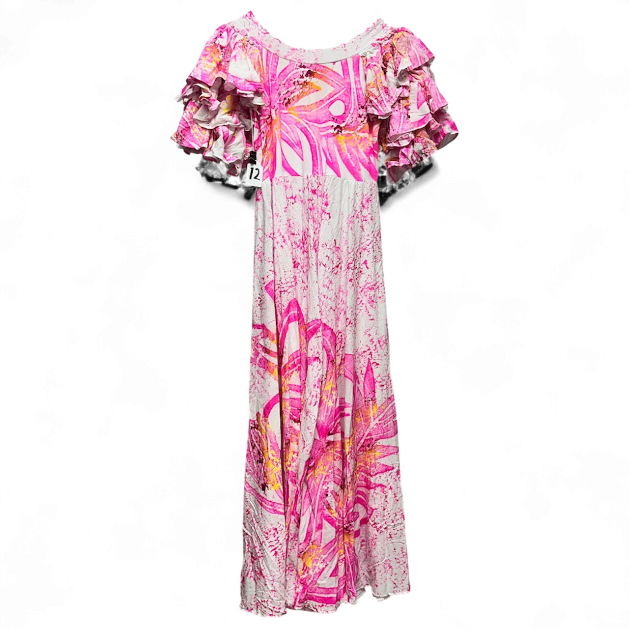 Hand-Painted Triple-Flare Sleeved Dress