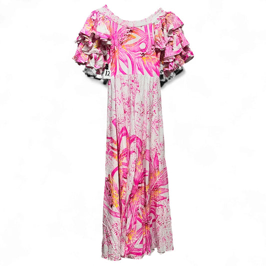 Hand-Painted Triple-Flare Sleeved Dress