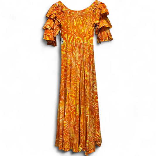 Hand-Painted Triple-Flare Sleeved Dress