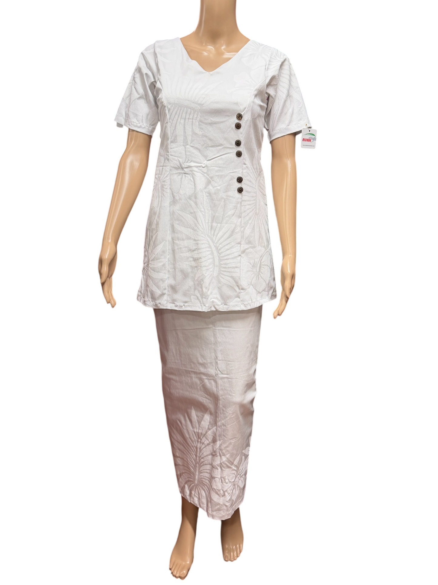 (Size 10) Hand-Painted White Puletasi