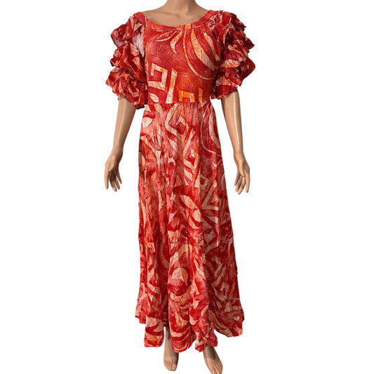 (Size 18) Hand-Painted Triple-Flare Sleeved Dress