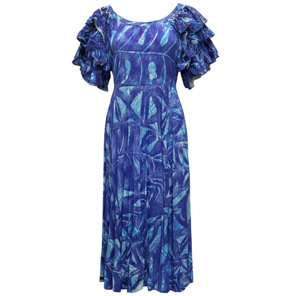 (Size 24) Hand-Painted Triple-Flare Sleeved Dress