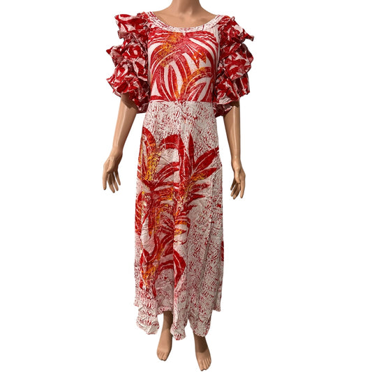 (Size 24) Hand-Painted Triple-Flare Sleeved Dress