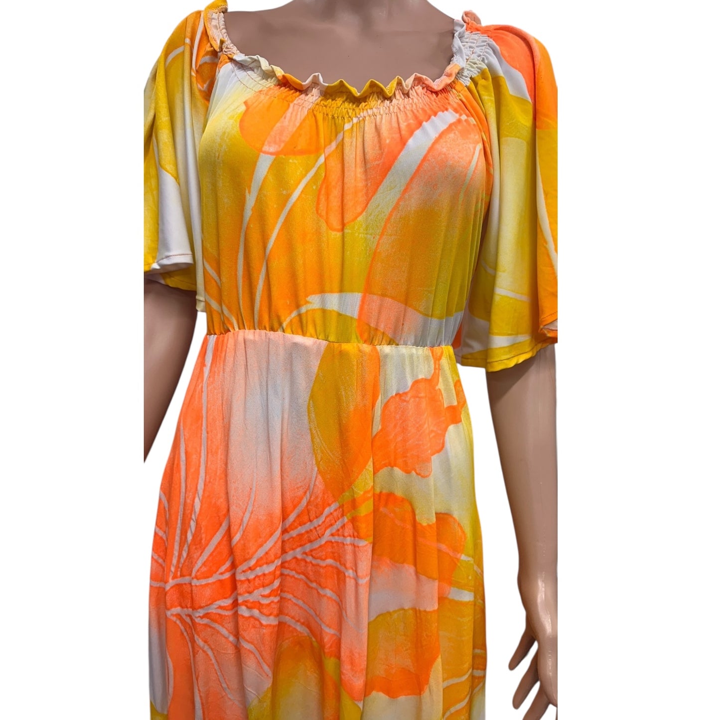 (Size 18) Hand-painted Petal Sleeves Dress