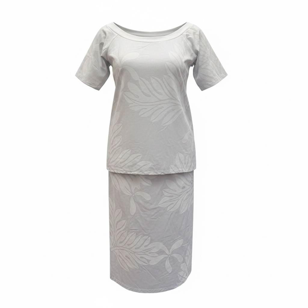 (Size 14) Hand-Painted White Puletasi