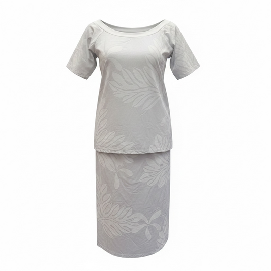 (Size 14) Hand-Painted White Puletasi