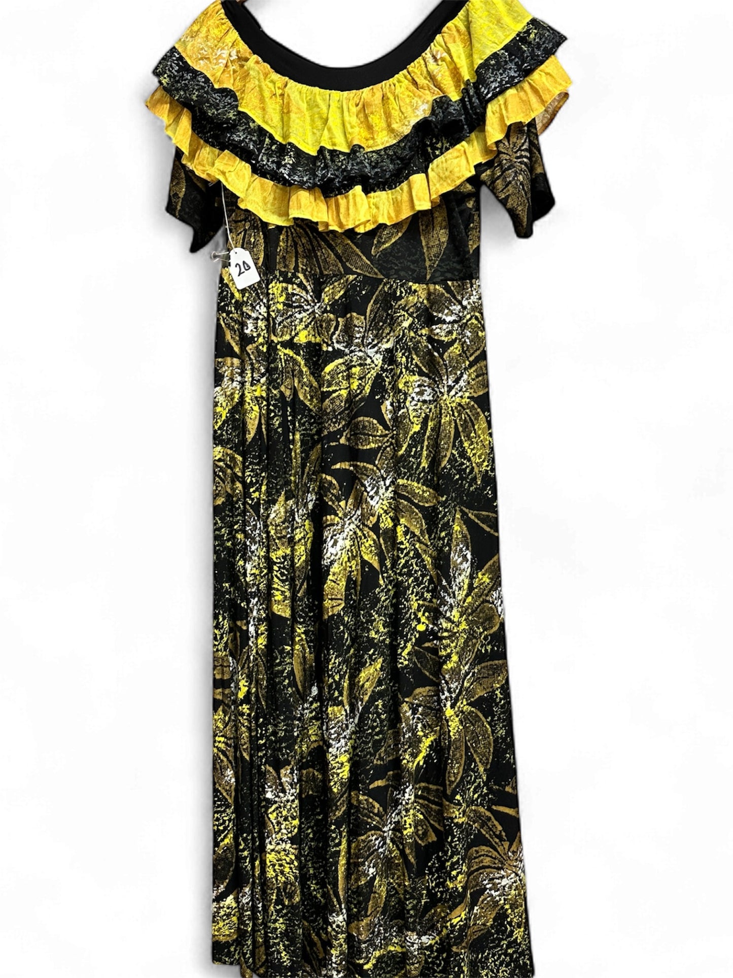 Hand-Painted Frilled-Neck Dress