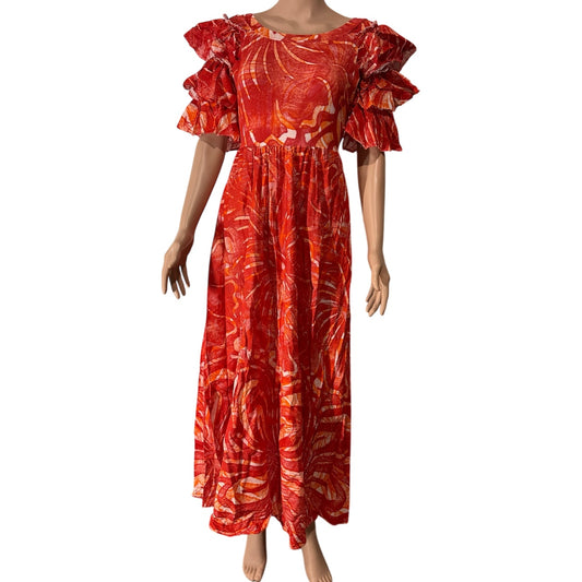 (Size 12) Hand-Painted Triple-Flare Sleeved Dress