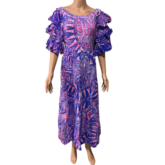 (Size 22) Hand-Painted Triple-Flare Sleeved Dress