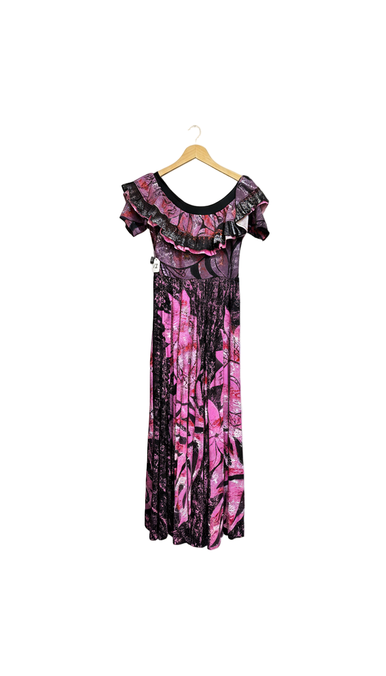 Hand-Painted Frilled-Neck Dress