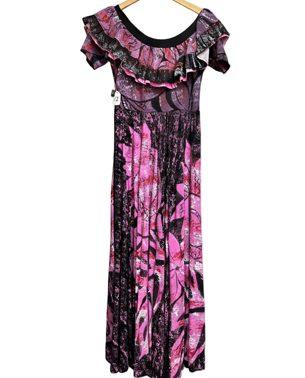 Hand-Painted Frilled-Neck Dress