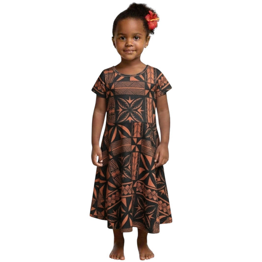 Brown Tapa Girl’s Dress