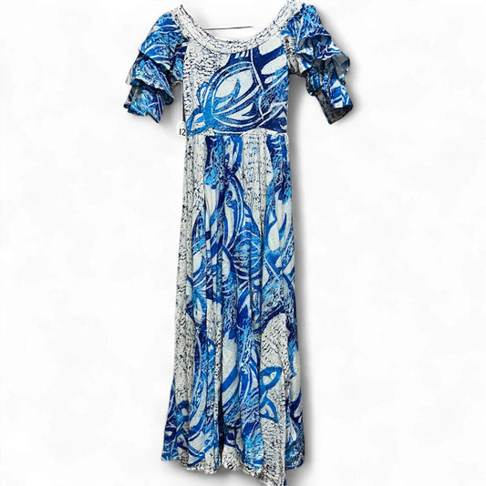 Hand-Painted Triple-Flare Sleeved Dress