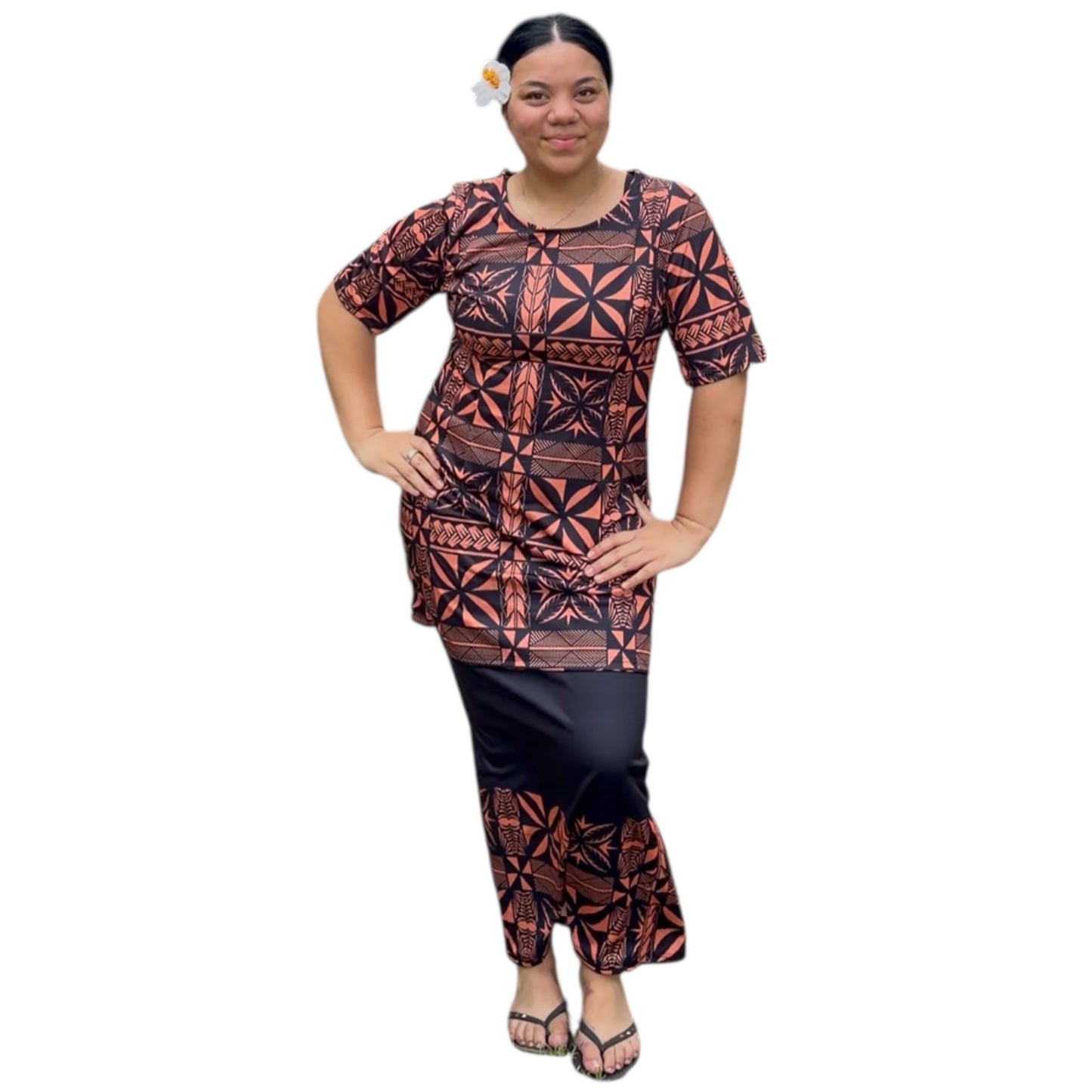 Black-Peach Tapa Puletasi