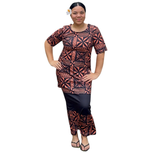 Black-Peach Tapa Puletasi