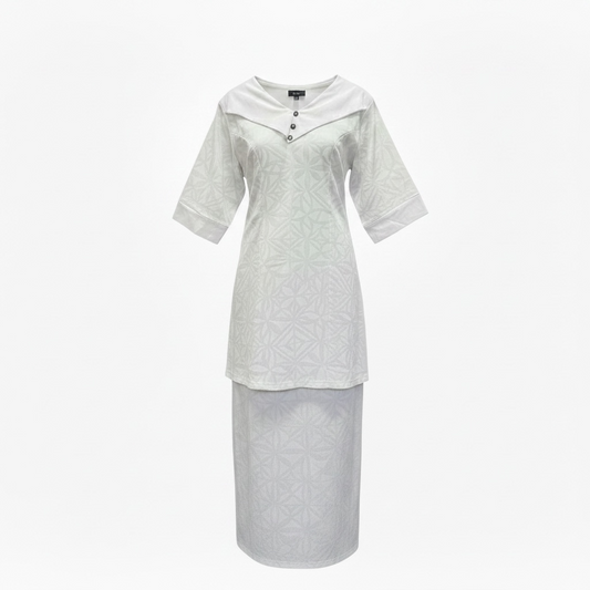 (Size 22) Hand-Painted White Puletasi