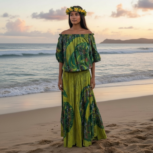 (Size 16) Hand-Painted Waist-band Dress