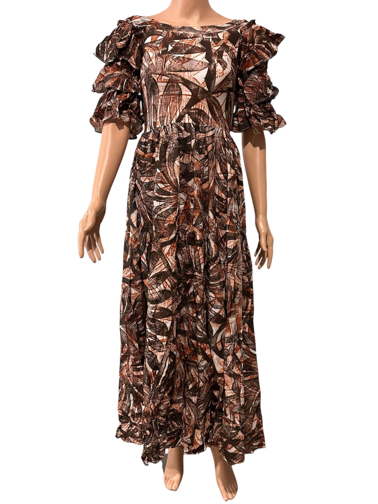 (Size 12) Hand-Painted Triple-Flare Sleeved Dress