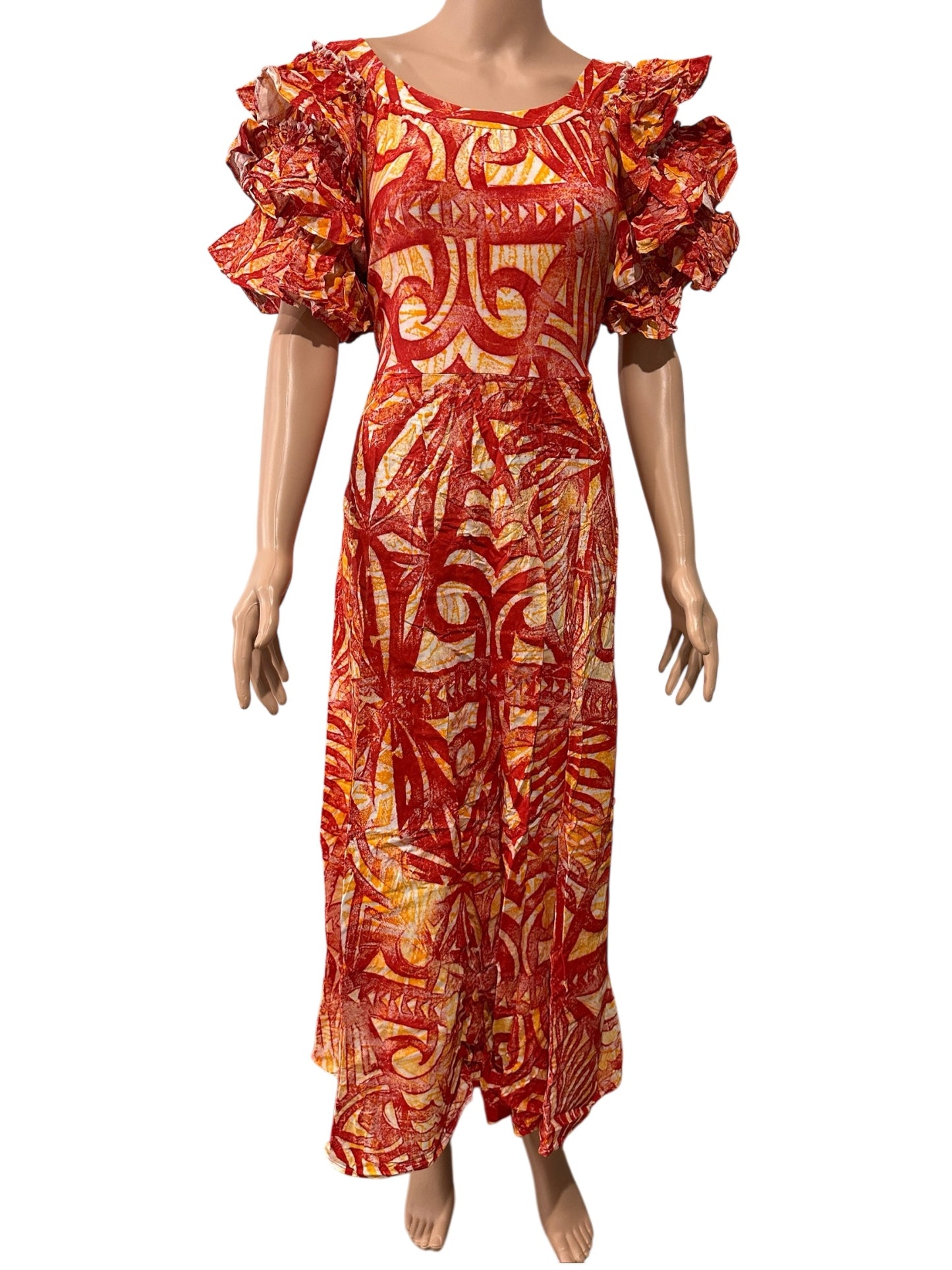 (Size 22) Hand-Painted Triple-Flare Sleeved Dress