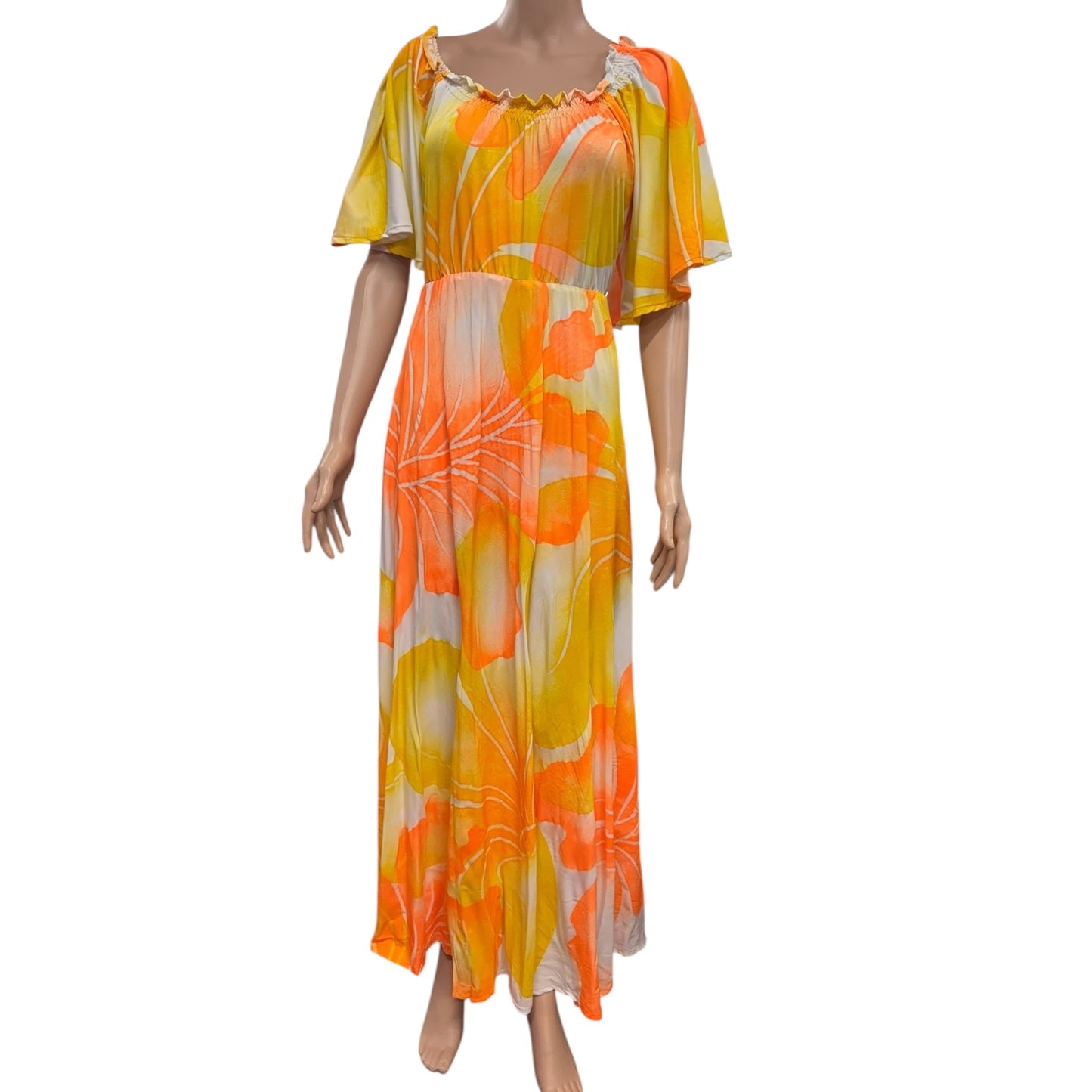 (Size 18) Hand-painted Petal Sleeves Dress