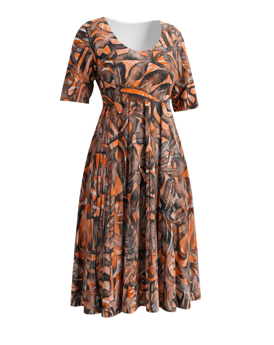 (Size 18) Hand-Painted A-Line Dress