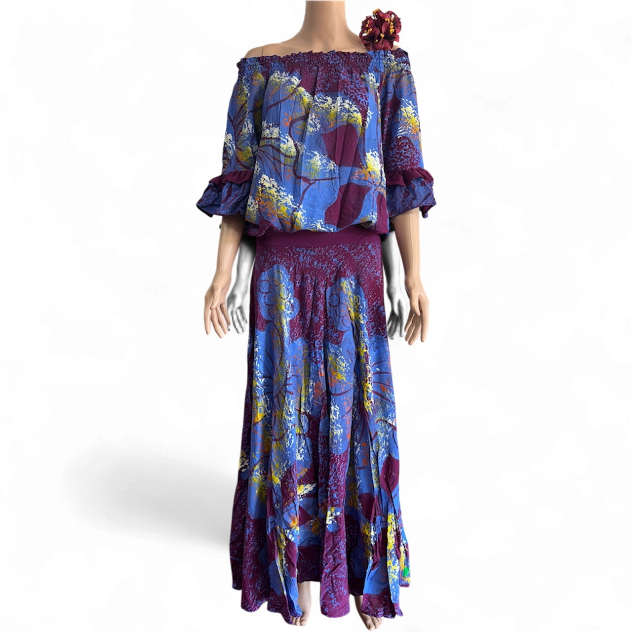 (Size 14) Hand-Painted Waist-band Dress