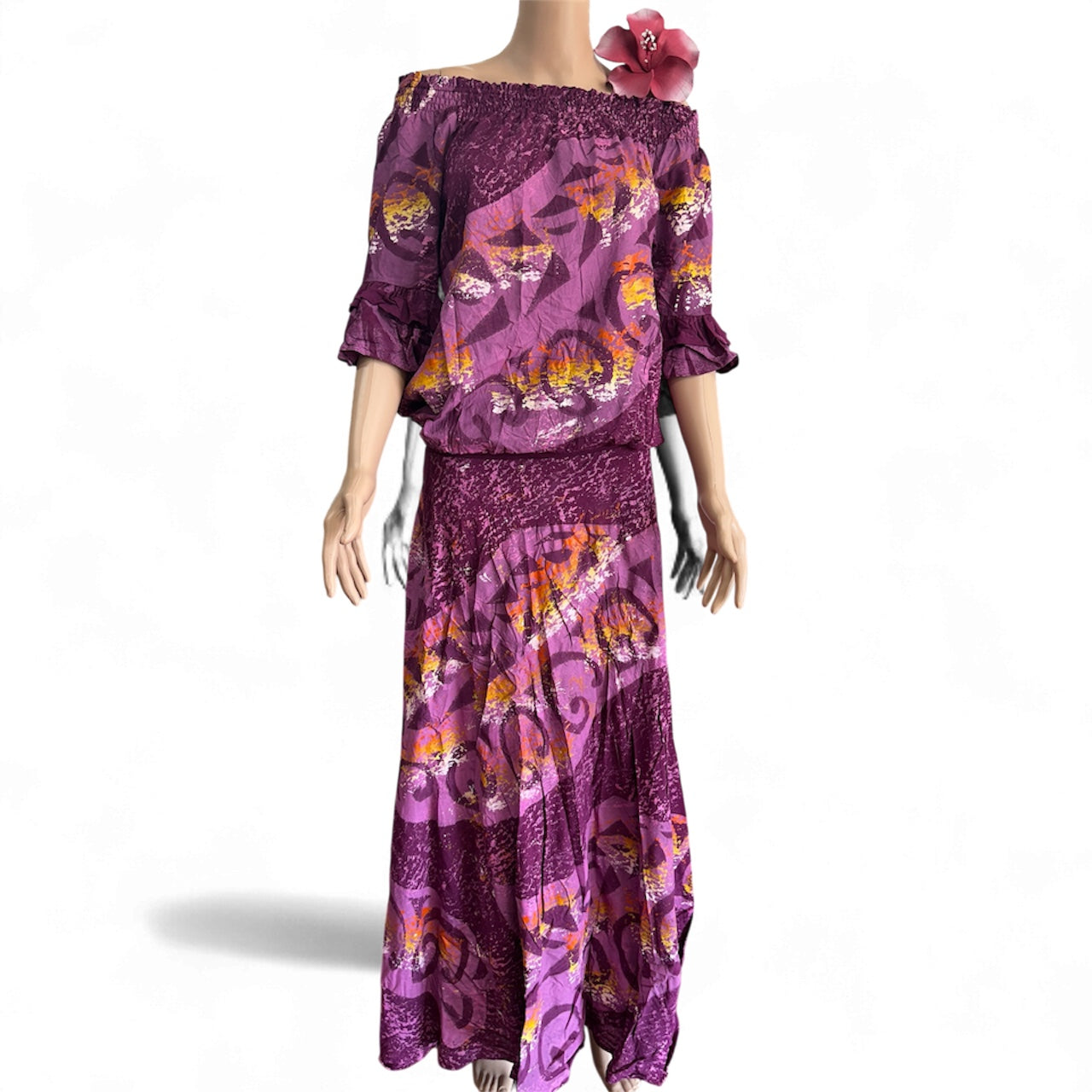 (Size 14) Hand-Painted Waist-band Dress