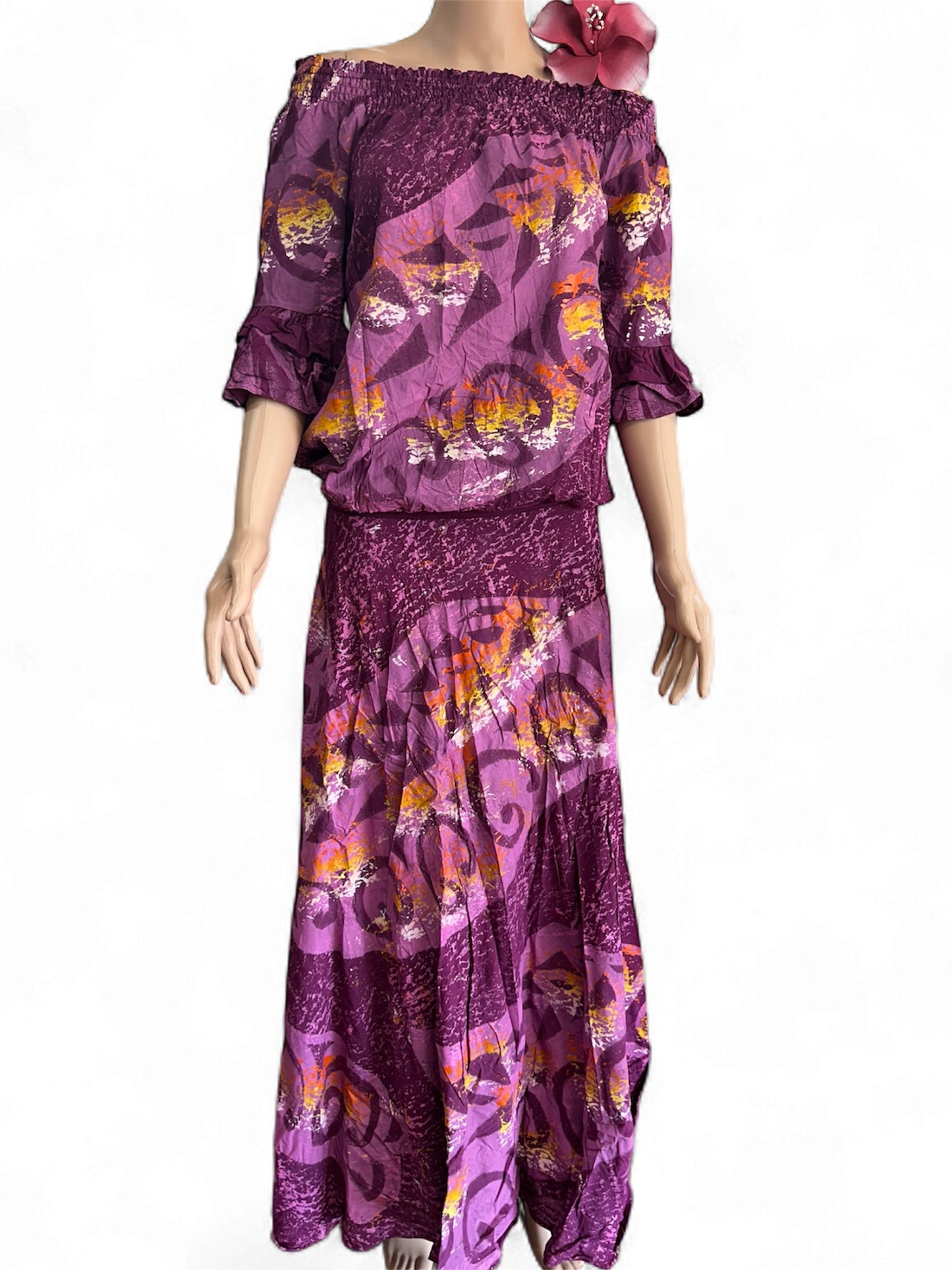 (Size 14) Hand-Painted Waist-band Dress